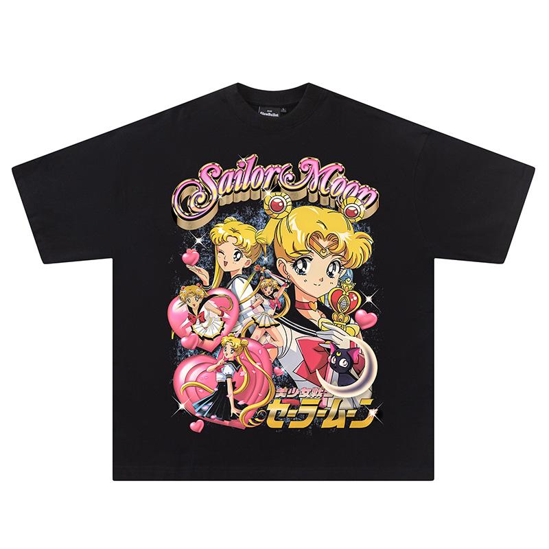Футболка Sailor Moon Water Ice Moon, Винтажное Аниме, Винтажный Американский Стиль, Короткий Рукав, Хип-Хоп, Уличный