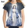 Women Fashion Virgin Mary 3D Printing T Shirt Summer Christian Mother of God Personality Short Sleeved Blouse