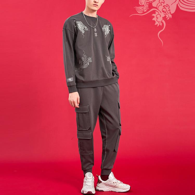 Свитшот Li Ning из коллекции спортивной моды, унисекс, цвет черный эбен, AWDQ929-2