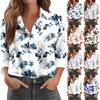 Женская повседневная рубашка с длинным рукавом и цветочным принтом на пуговицах