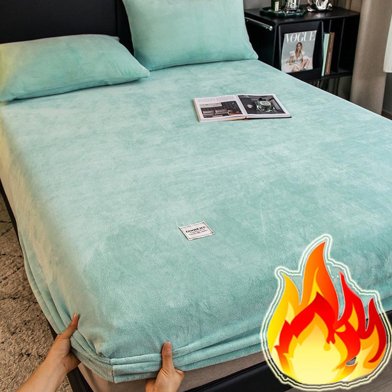 2025 Теплая зимняя простыня, Мягкая на ощупь и плюшевая толстая простыня-наматрасник, Розовая Зеленая Синяя Серая Черная