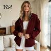 Lightweight Women Jacket Zip-Up Hoodies for Women, Loose Fit Drawstring Hooded with Casual Apparel Pocket, Long Sleeve Coat Fall Winter Sweatshirt