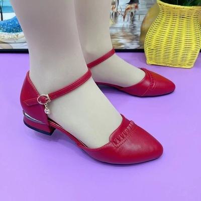 2025 лето новые полые туфли-лодочки с низким каблуком и носком Мэри Джейн на толстом каблуке модные сандалии туфли для среднего возраста