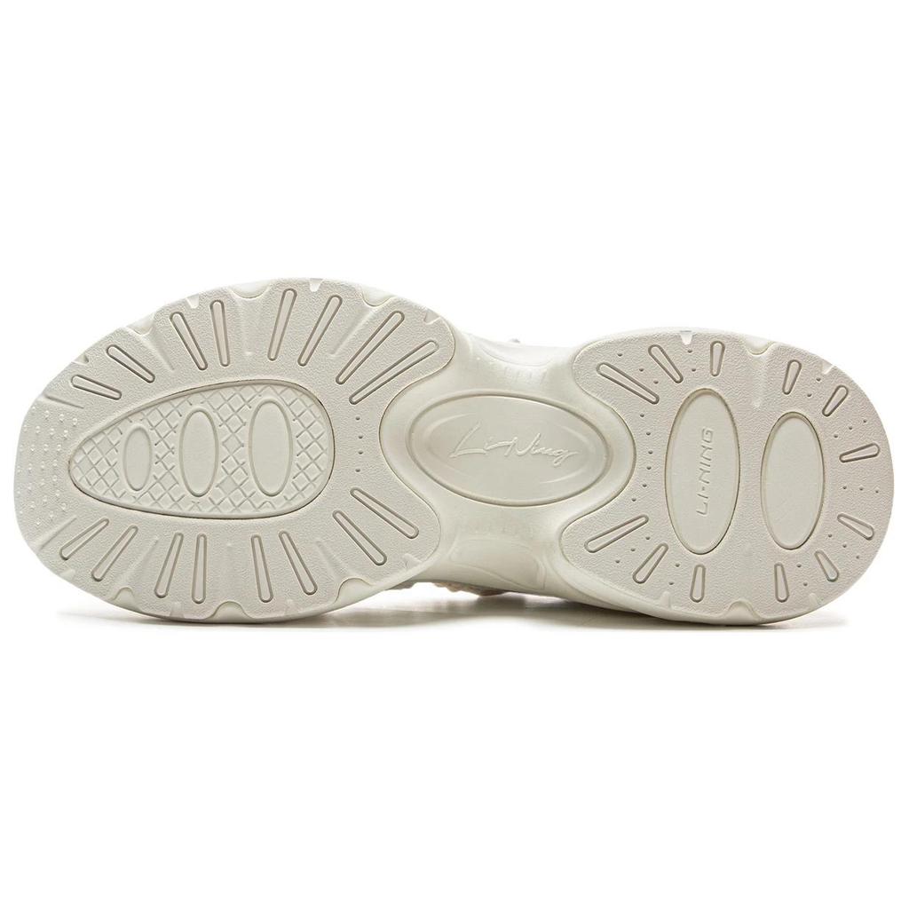 Li Ning Cushioning Slip Resistant Abrasion Resistant Breathable Support Low top Casual Shoes Women's Ivory AGCV134-1