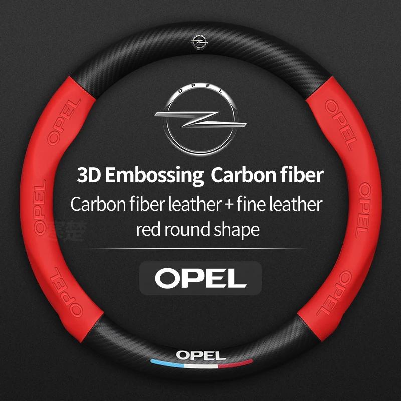AAHV1 For Opel OPCline ASTRA CORSA INSIGNIA MOKKA VECTRA GTC Tigra Carbon fiber Leather Car Steering Wheel Cover Anti-Slip Accessories
