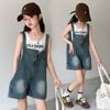 Girls' trendy and cool overalls for summer 2026, Korean version, stylish jeans for little girls, fashionable casual shorts for big children