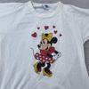 Vintage Disney Minnie Mouse Raglan Jersey T-Shirt XS/Small White Hearts USA 80s