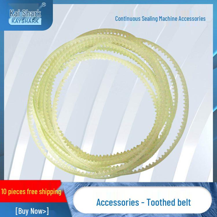 Automatic Sealing Machine Accessories: FR770/980 Transmission, Rubber, Toothed Belt, and Triangular Guide Belt.