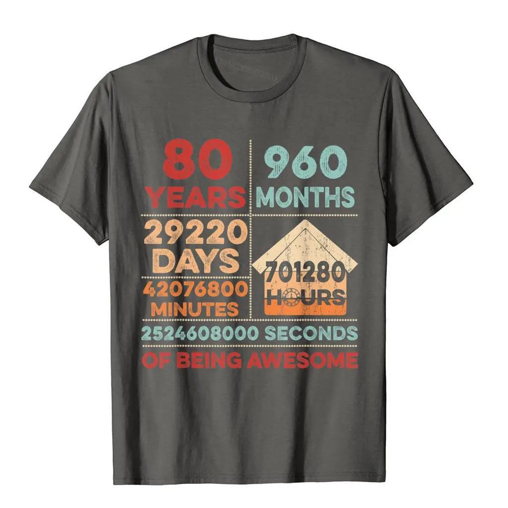 Винтажные подарки на 80-й день рождения 80-летняя 960-месячная футболка Camisa Cotton Man Tees Уникальные оптовые футболки