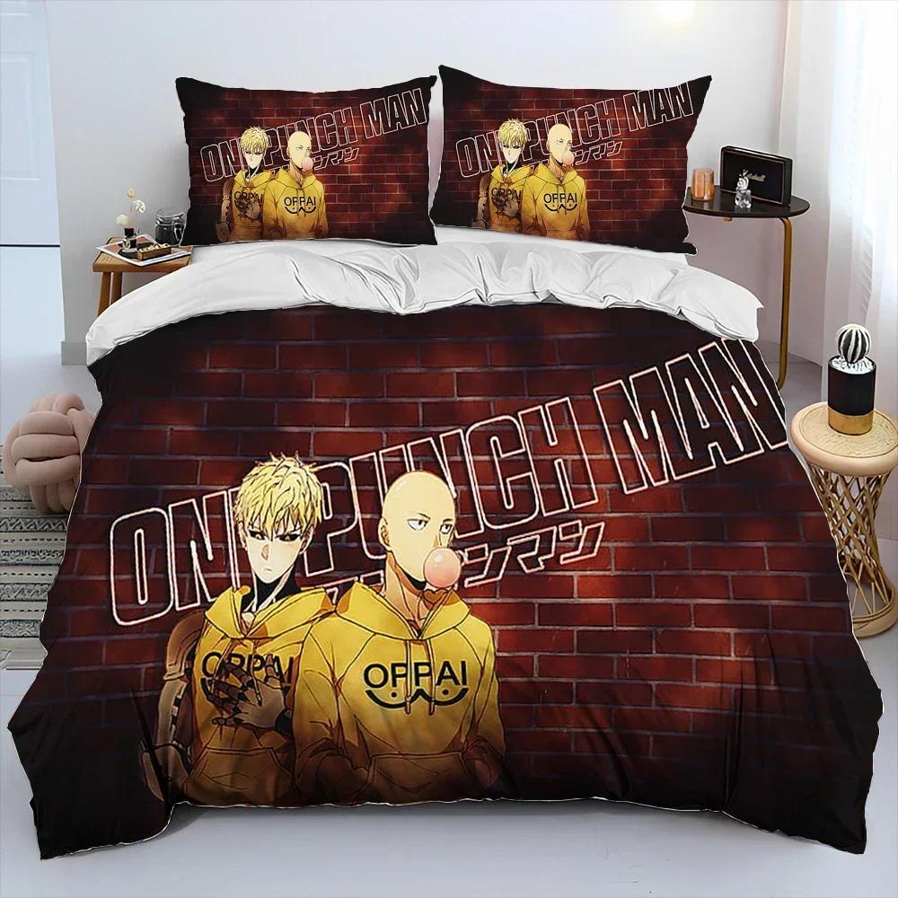 Роскошный Новый 3D Принт One Punch Man, Аниме Мультфильм Одеяло Постельное Белье Комплект, Пододеяльник Постельное Белье Комплект Покрывало Наволочка Постельное Белье Комплект