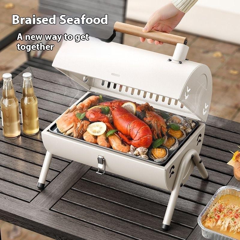 Гриль для барбекю, бытовая жарка и гриль, двухцелевая печь, переносная, для кемпинга, бездымный гриль для барбекю, гриль-гриль