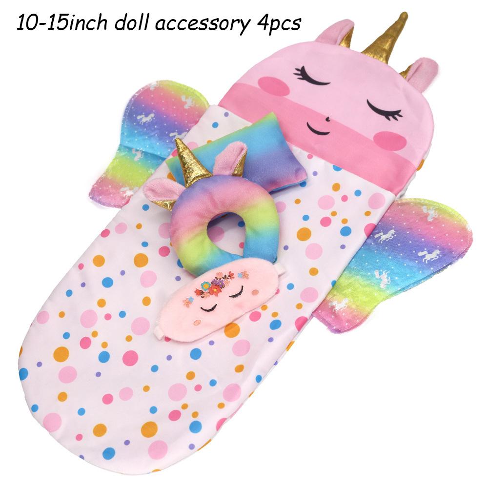 Doll Sleeping Bag for 43cm Dolls Lovely Unicorn Pillow 10-18inch Baby New Born Dolls Accessories American Girl's Birthday Gift