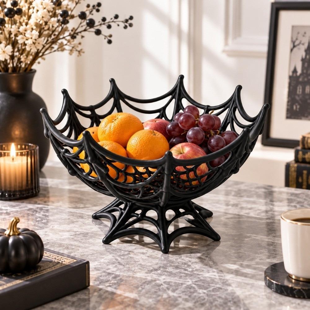 Hollow Out Candy Basket Creative Fruits Plate Bowl Funny Halloween Spider Web Basket Kids Gift