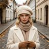 Уличная Покупательская Шапка-Берет Вязаная для Женщин, Зимняя Теплая Шапка Художника, С Подкладкой из Флиса, Уютная Однотонная Художественная Шапка для Холодной Погоды, Для Выходных, Для Отдыха