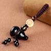 with Black Red Beads Bag Charms Natural Obsidian Car Key Ring Gourd Pendant Keychain  Small Gifts