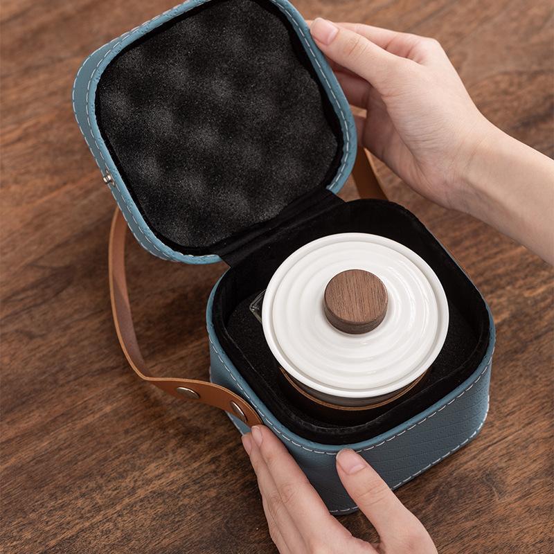 mutton fat jade porcelain high-end fast guest cup one pot three cups portable travel tea set corporate company business gift