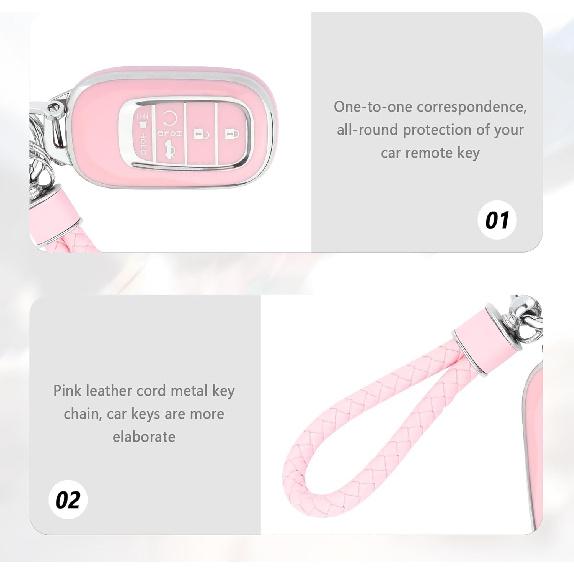Чехол для брелока с 5 кнопками, ТПУ чехол для брелока с брелоком, Розовый чехол для автомобильного ключа, Автомобильные аксессуары, Совместимый с Honda
