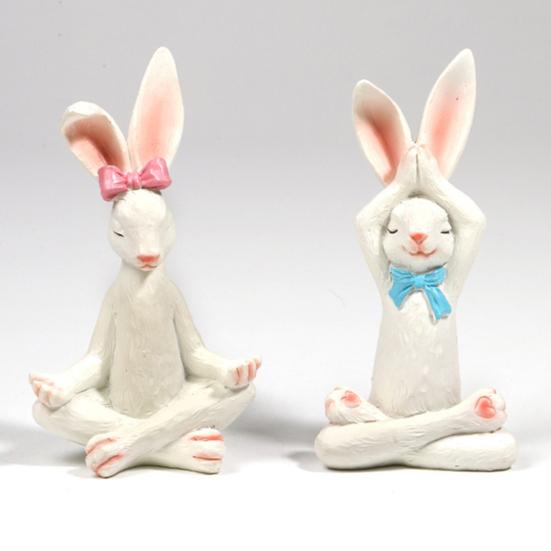 2 шт. Йога Кролик Украшения Ручная роспись Скульптуры Кролика Искусства Из Смолы Ремесла В Помещении На Открытом Воздухе