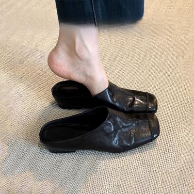 Баотоу Полушлепанцы Женские Новый Стиль Стелька Увеличивающая Рост Шлепанцы Ретро Ленивая Обувь