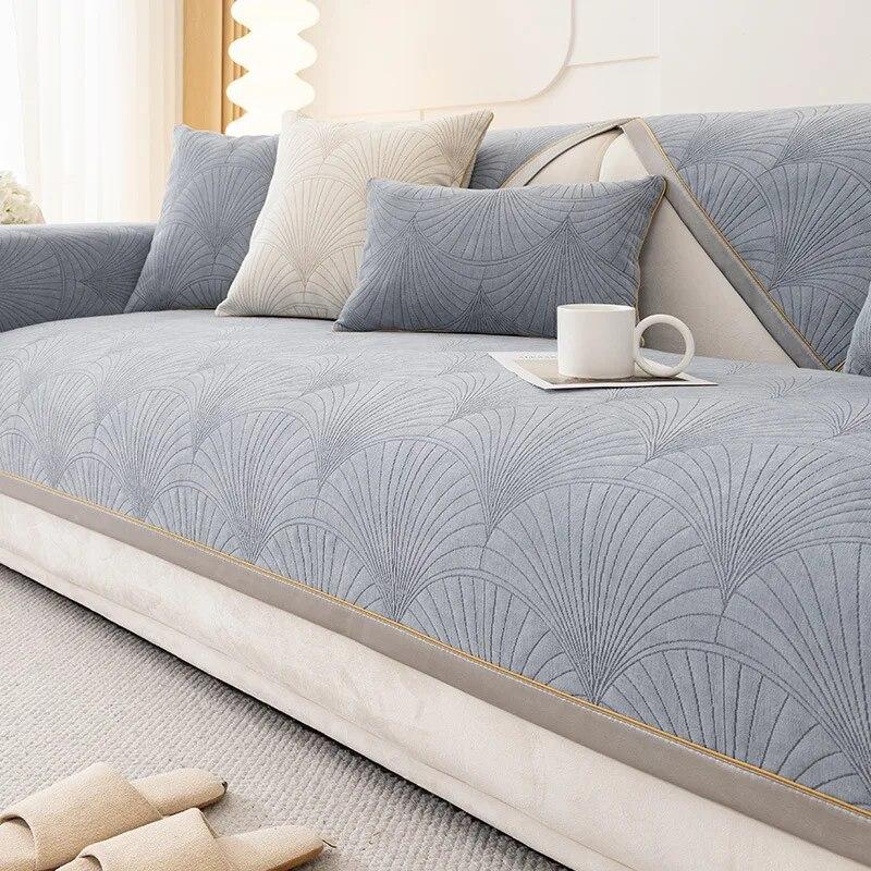 Scallops Jacquard Sofa Cover Pet Kids Mat Non-slip Couch Slipcover Protector Cover Universal Sofa Towel for Living Room Decor
