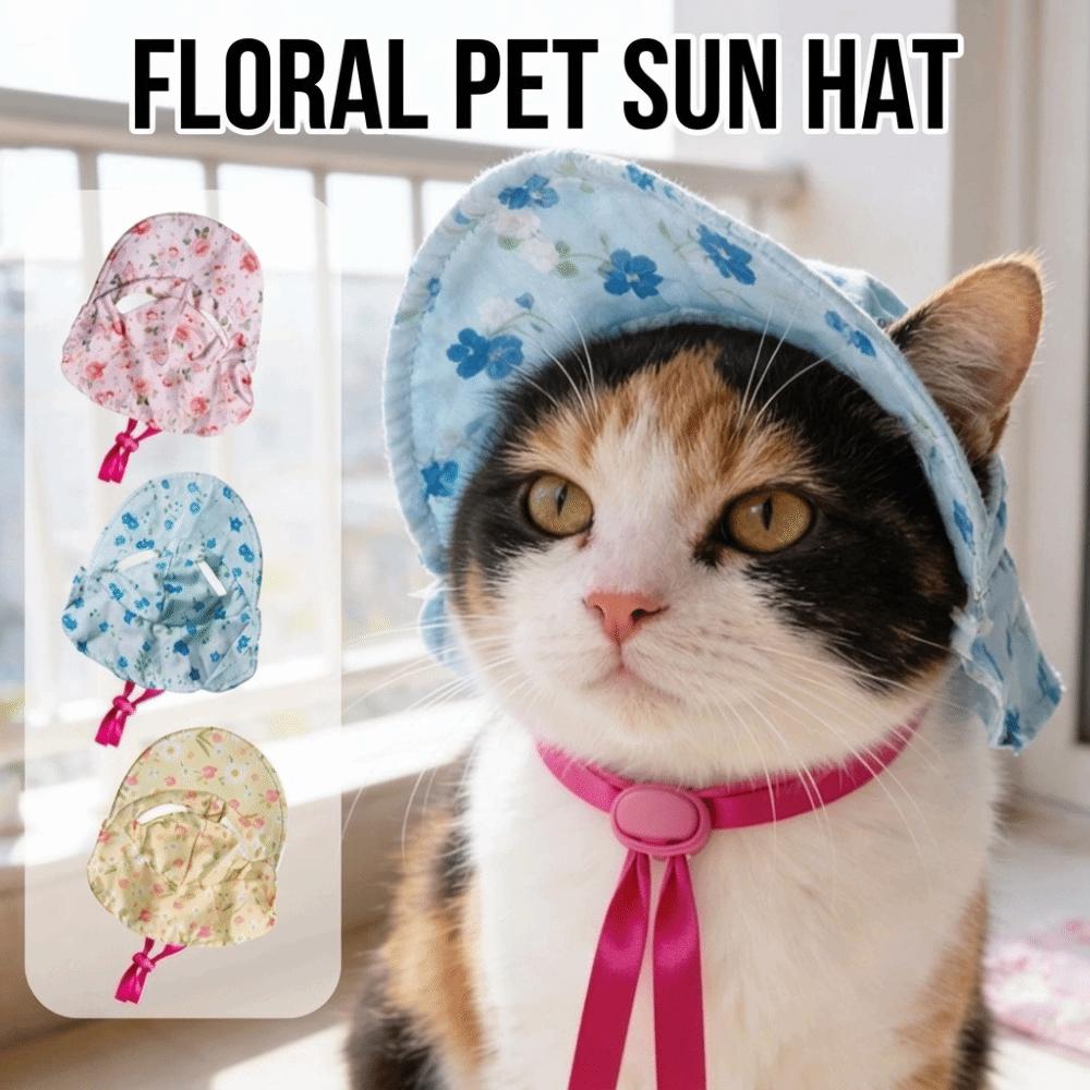 Cute Dog Hat Floral Print Pet Headwear Breathable Pet Photo Prop Photo Shooting