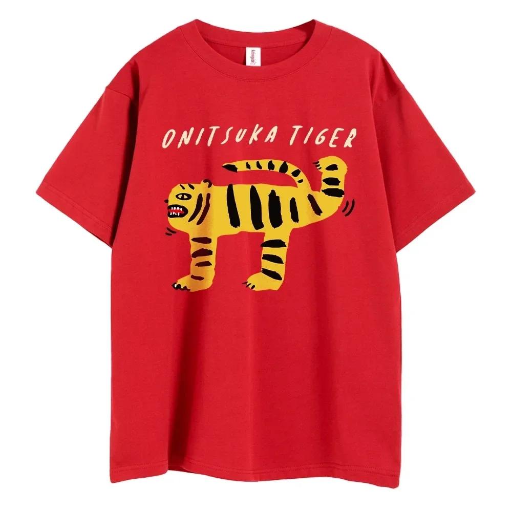 Унисекс унисекс Onitsuka Tiger Cartoon женская футболка с принтом женская Harajuku Funny футболка Y2k Graphic Top Tees женская одежда