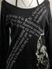 Dark Academia 2000s Retro Loose T-shirt Women Gothic Rock Punk Y2k Babes Tops High Street Skull Print Long Sleeve Casual Clothes