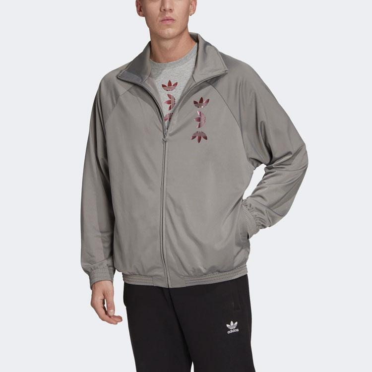 adidas Originals Trefoil Logo Print Спортивная куртка с воротником-стойкой Мужская куртка Серая FS7332