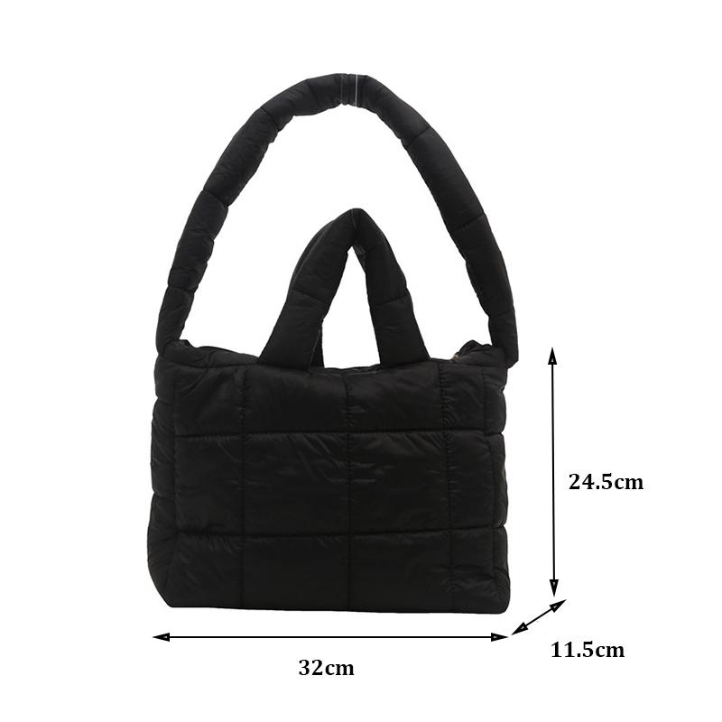 Yogodlns Solid Color Shoulder Messenger Bags Large Capacity Lightweight Quilted Totes Down Cotton Padded Puffy Handbags for Women