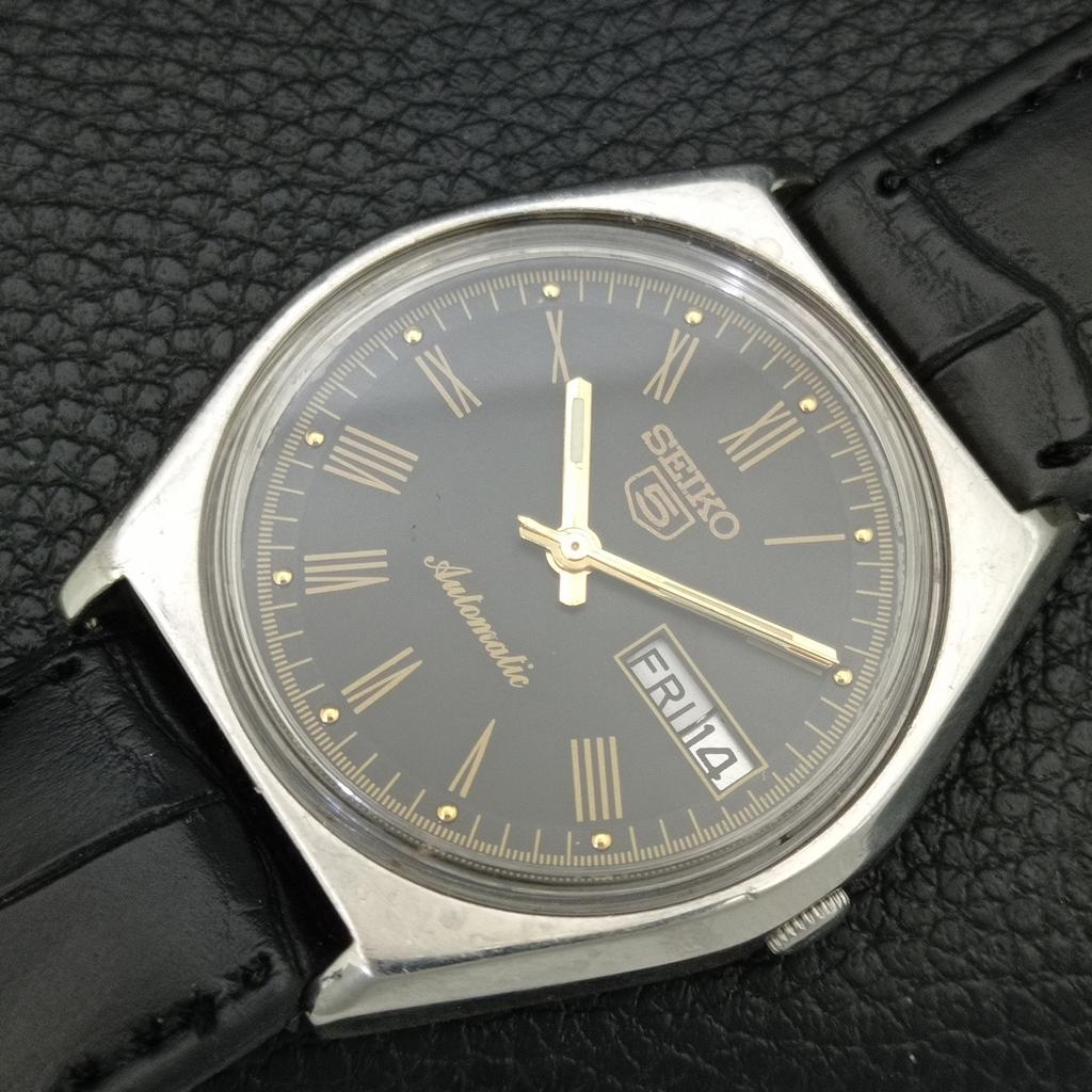 ВИНТАЖНЫЕ АВТОМАТИЧЕСКИЕ ЧАСЫ SEIKO 5 6309A ЯПОНИЯ МУЖСКИЕ ЧЕРНЫЙ ЦВЕТ ЦИФЕРБЛАТ a708327-1