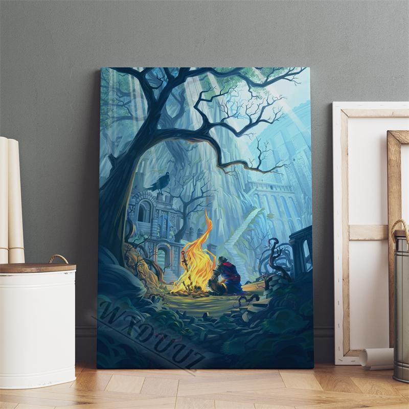 Classic Game Dark Souls Figure Canvas Painting Print Poster For Living Room 80s Retro Art Home Wall Decor Picture Game Fan Gift