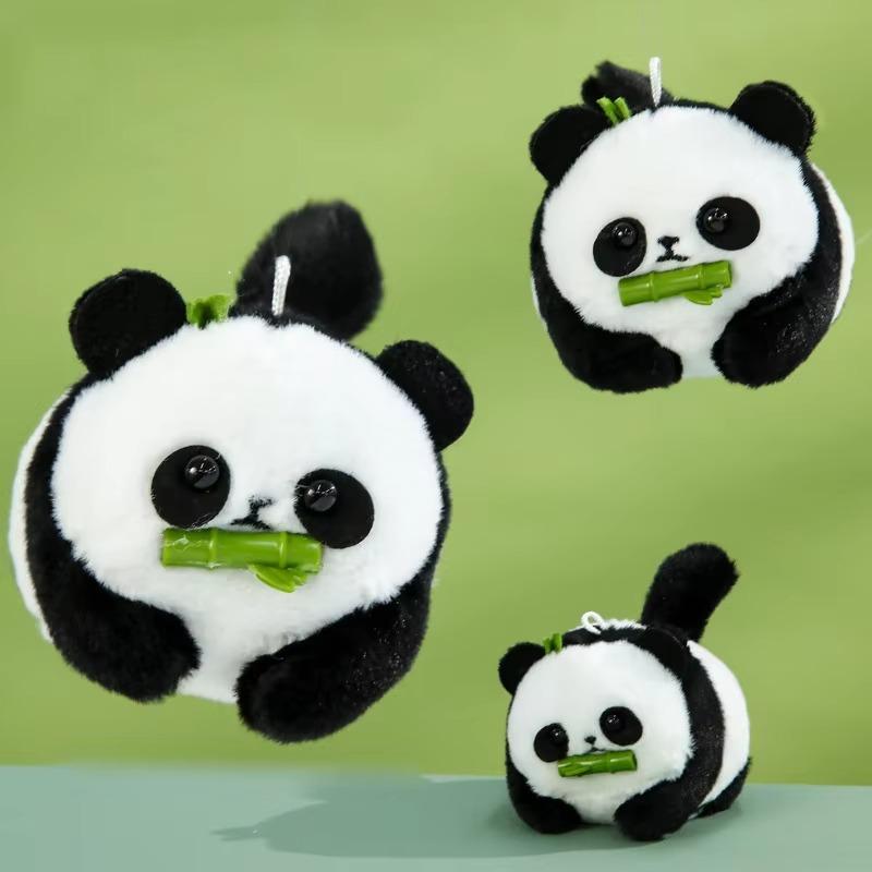Windup Toy 1PCS Wagging Tail Panda Doll, Pull The String Will Move The Plush Doll Creative Key Pendant Children's Toy