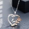 Женское ожерелье-подвеска Цветок розы Бабочка Сердце с белым цирконом Кристалл Винтажный Серебряный цвет Свадебное Для женщин