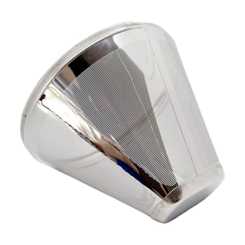 Конусный кофейный фильтр для кофе многоразовый из нержавеющей стали с ручкой