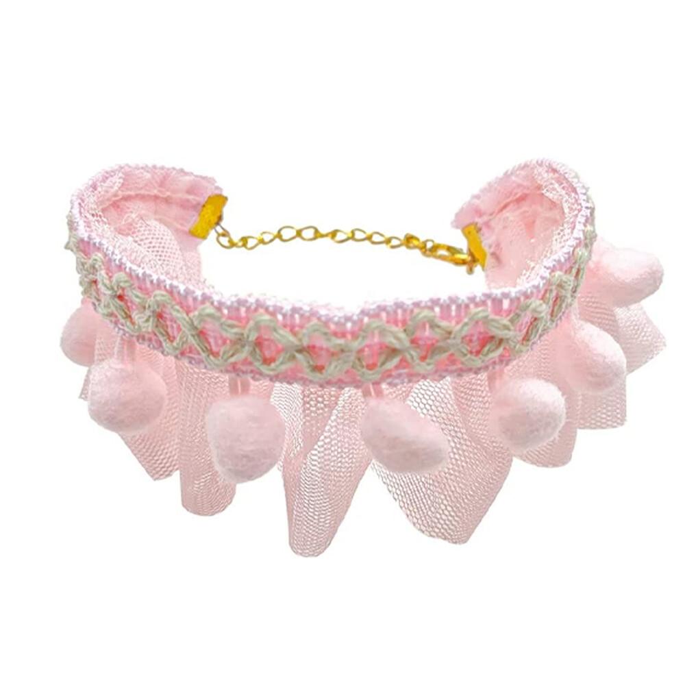Soft Pompom Fringed Ribbon for Decorative Use, Bohemian Decorative Pom Ribbons Perfect for Crafting and Sewing Accessories (Pink)