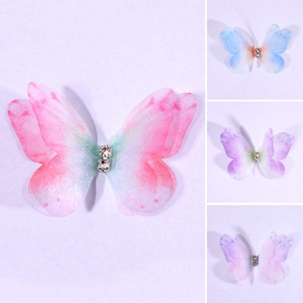 50 шт. аппликации из органзы с градиентным цветом в виде бабочек, свадебные аксессуары для волос