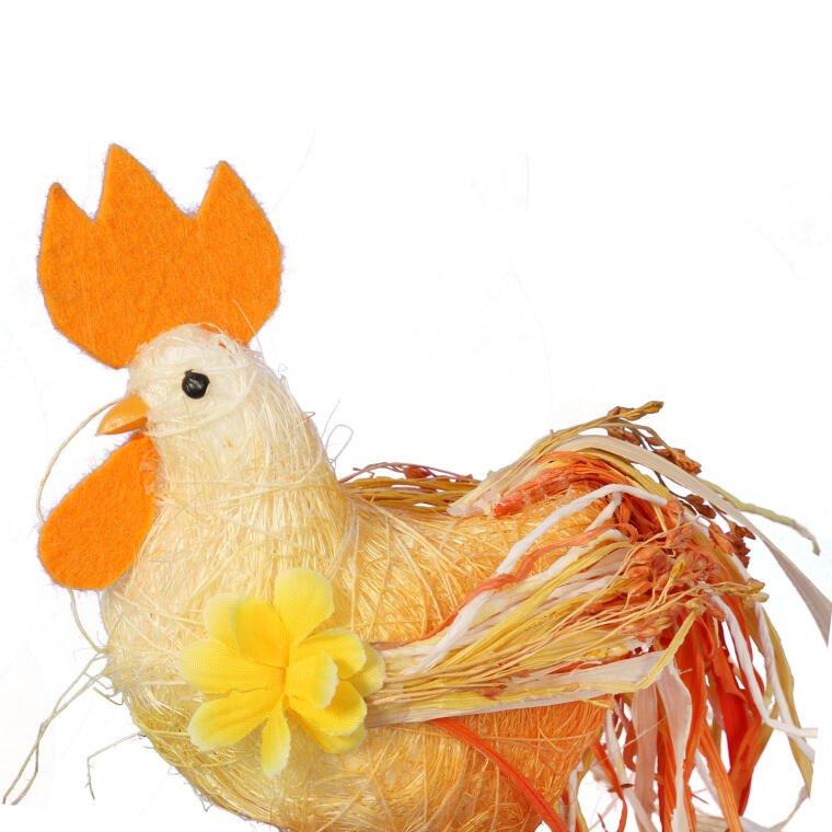 Orange Sisal Rooster - Decorative Figurine 18x24 cm
