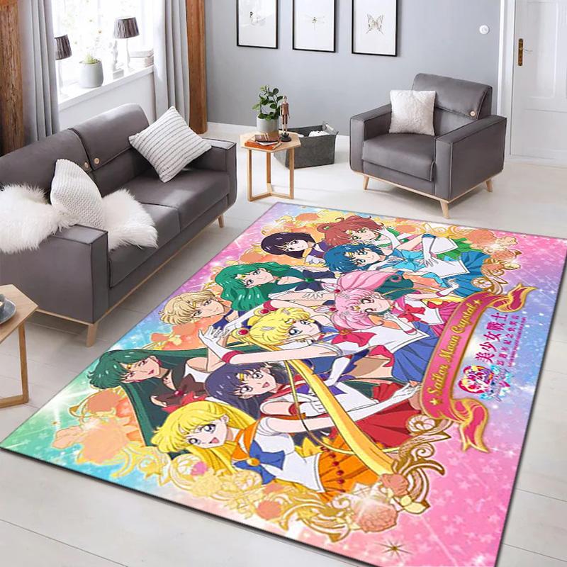 Cute cartoon theme Sailor Moon Tsukino Usagi cartoon rug Multifunctional household anti-slip decorative door mat, outdoor floor mat, and carpet Y6