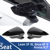 Глянцевая черная крышка зеркала для Seat Leon Lion 5F III Ibiza 6F V KJ1 Arona KJ7 Carbon LookАвтомобильная боковая крышка зеркала заднего вида Аксессуары