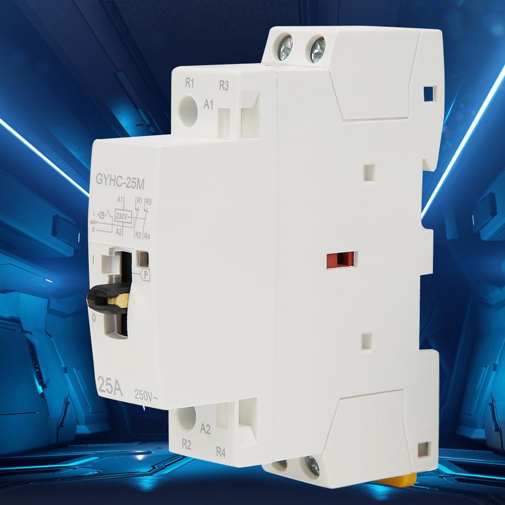2P 25A 220V 50Hz DIN Rail бытовой контактор переменного тока с ручным управлением переключателем