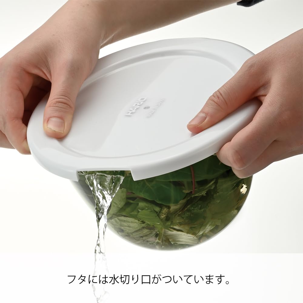 HARIO Glass Bowls with Microwave Set of 1500ml and BUONO Kitchen Multi Made in Heat-Resistant Lids, 2, 2200ml, Bowl, Clear, Japan, MXPF-3506-W