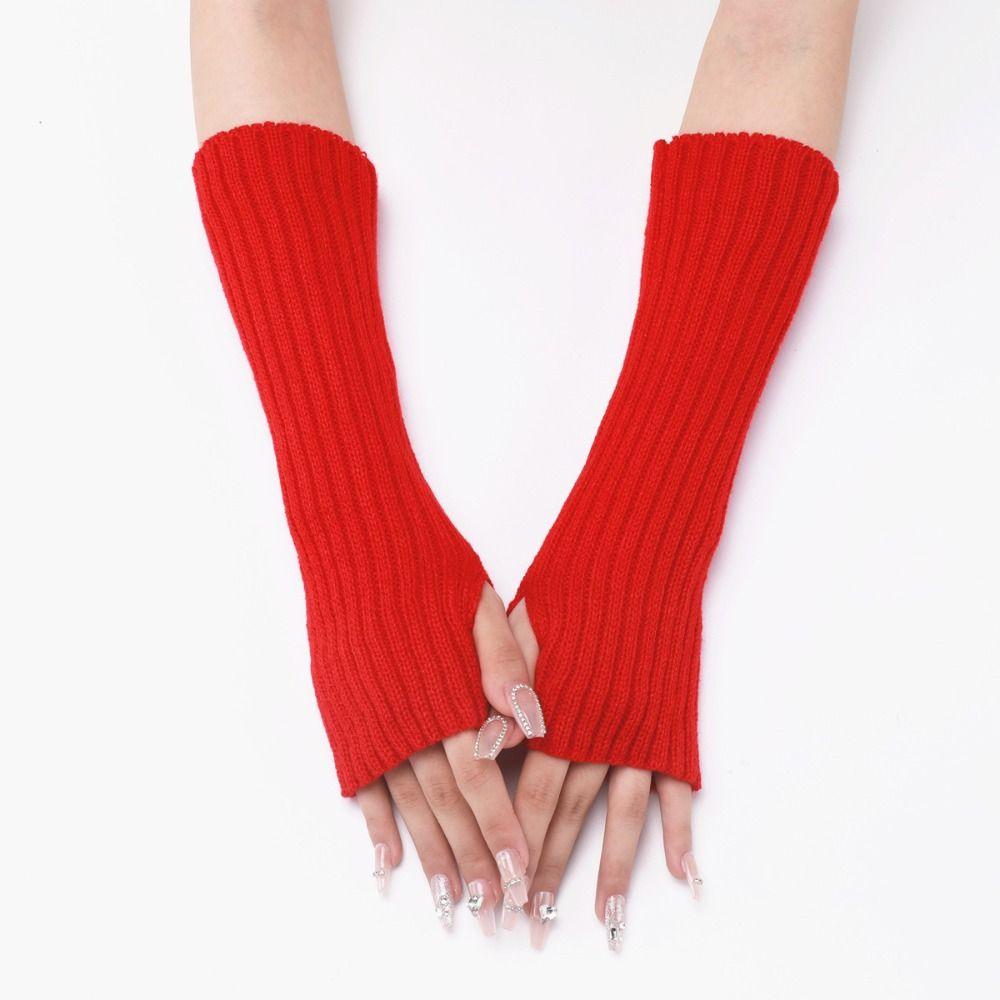 Fingerless Long Wrist Gloves White Black Ankle Wrist Sleeves Fashion Elbow Mittens Girl Boys