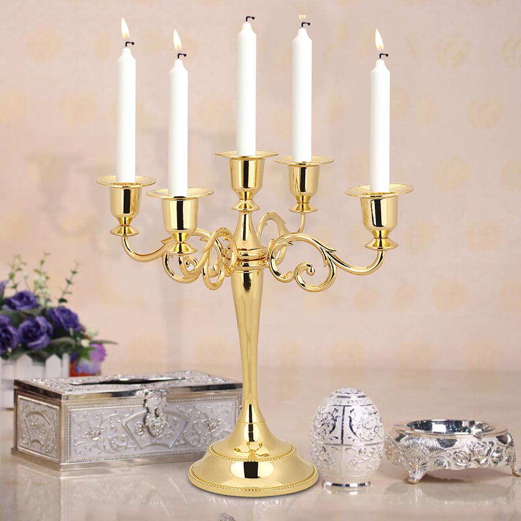 5 Arms Vintage Candlestick Metal Crafts Candle Holder Stand Wedding Party Home Decor