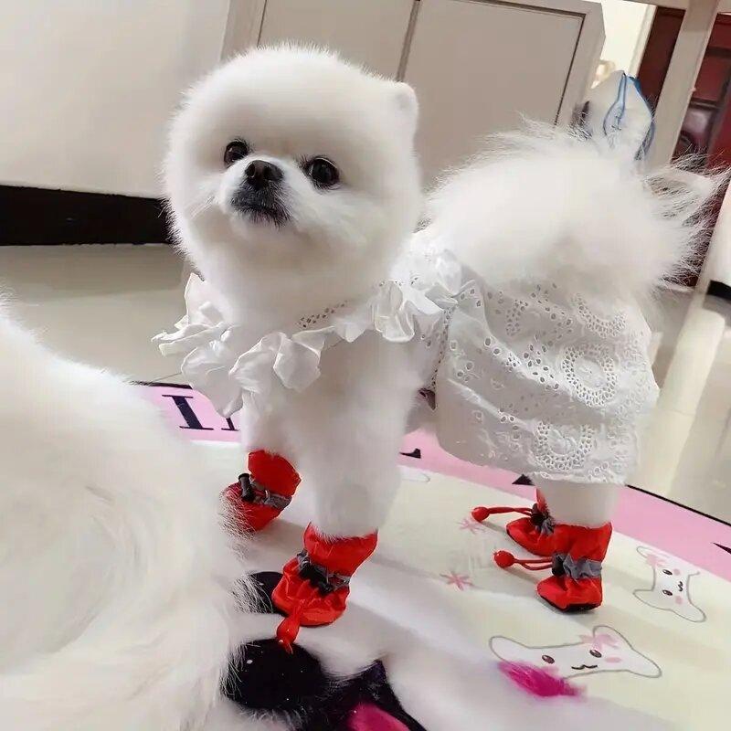 Обувь для питомцев Водонепроницаемая Оксфордские Ботинки для питомцев Обувь Светоотражающая Мягкая 4 шт./компл. Для Кошек Собак Чехол для лап собаки Товары для питомцев Противоскользящие Аксессуары