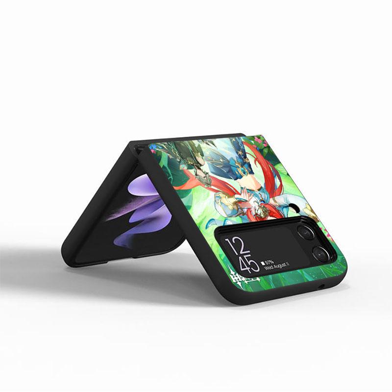 Аниме Genshin Impact чехол для телефона для Samsung Galaxy Z Flip 3 5g Zflip Z Flip 4 Zflip3 Flip4 Защитный чехол Жесткий чехол для ПК