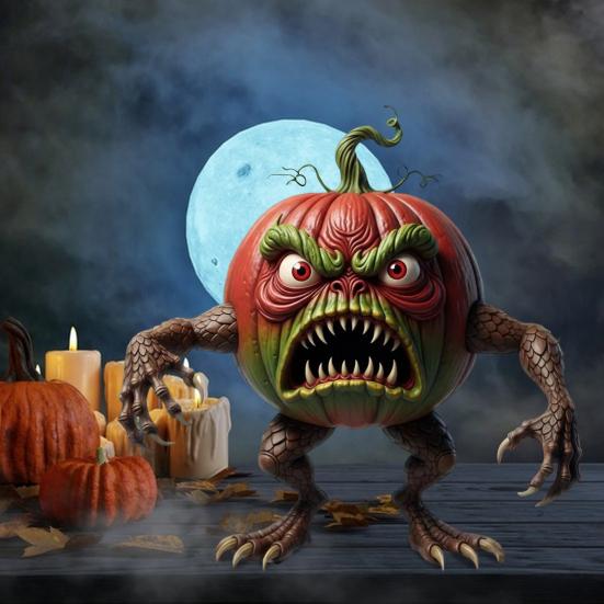 Тыква Злая Фигурка Жуткая Полимерная Хэллоуин Настольное Украшение для Дома Офиса Декора Стола Принадлежности для Хэллоуин Вечеринки