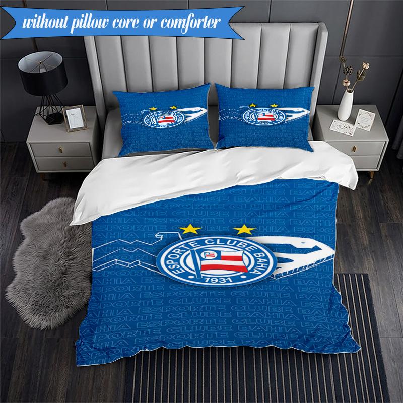 3PCS Bahia Fc Crest Emblem Printed Soft Bedding Set,Including 1pc Duvet Cover And 2pcs Pillowcases Perfect for Bedroom, Dormitory, Fan gift