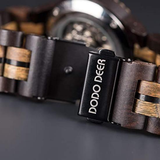 DODO DEER Деревянные часы Механические Автоматические Скелетон Светящиеся индексы Деревянная подарочная коробка Лучшие Автоматические Деревянные Часы Мужские Женские (Д18-1 (Мужской))