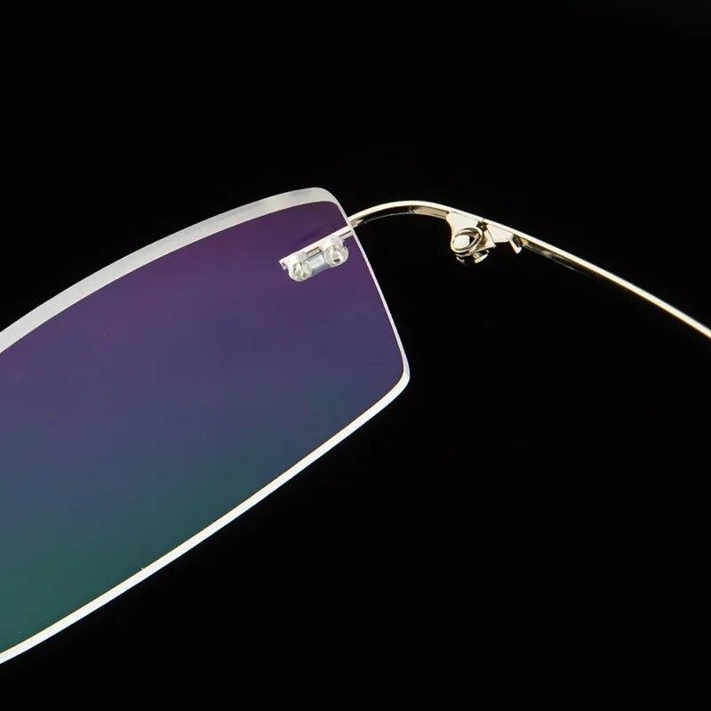 Myopia Glasses with Green Coating for Men and Women, Ultralight Frame, No Artificial Rimless