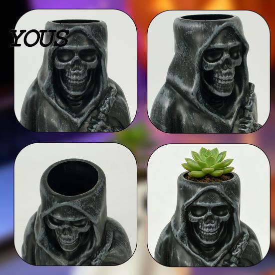 Забавные праздничные подарки для друзей Держатель для ручек в форме призрака/черепа, Настольный органайзер из смолы, Хэллоуинские готические аксессуары Декоративное хранение
